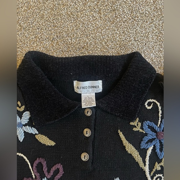 Alfred Dunner Flower Decorative Black Sweater - Picture 3 of 6